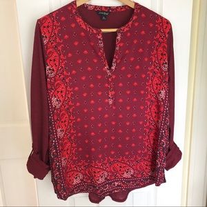 Lucky Brand Maroon Boho Peasant Top